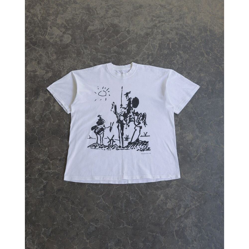 Vintage 00s Archive Picasso Horse White Art Tee Shirt Polo